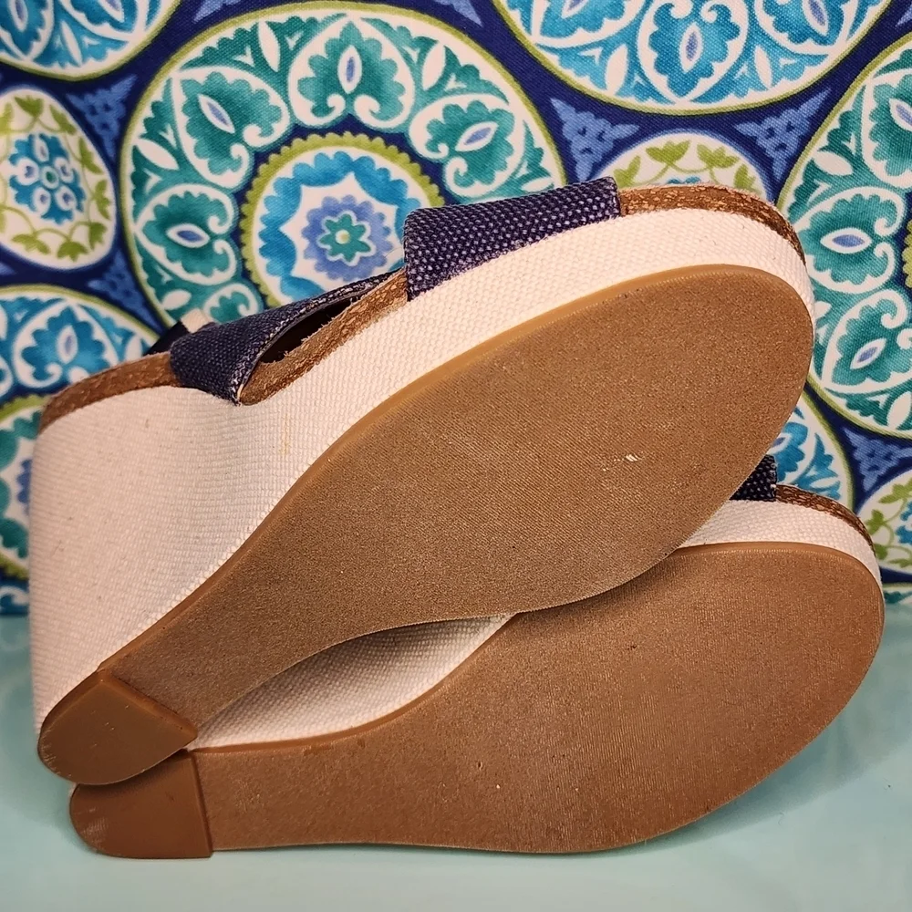 Splendid Denim Canvas Crisscross Platform Wedge Sandals Slingback 10